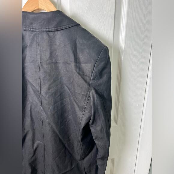 Smythe Black Oversized Linen Blend Double Breasted Long Sleeve Blazer L - Picture 10 of 12